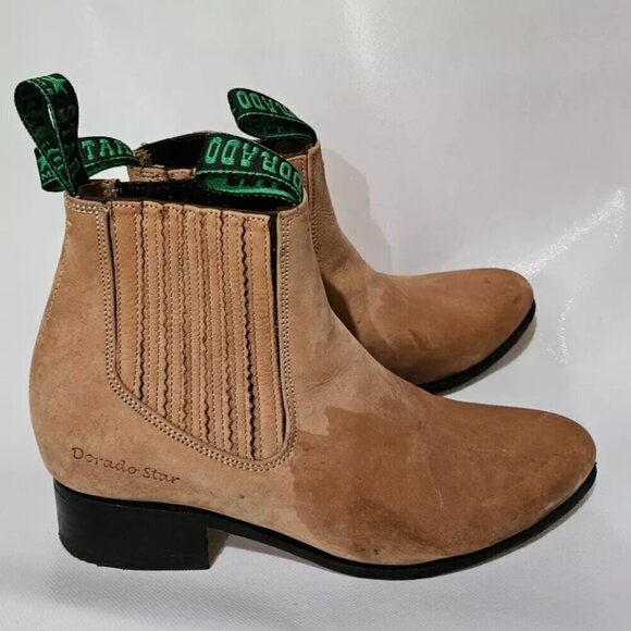 Dorado Star Brown Leather Ankle Booties Boots Western Bohemian Women's 23 MX - Picture 2 of 10
